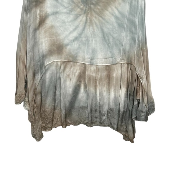 Unbranded Italian Silk Blend Sleeveless Langenlook Tie Dye Taupe/Blue Top Sz M - Picture 6 of 12